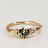 Symmetrical Branch Ring with Parti Sapphire and Diamonds