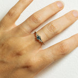 Symmetrical Branch Ring with Parti Sapphire and Diamonds