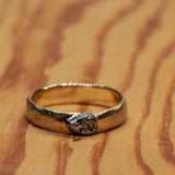 Faceted ring with meteorite