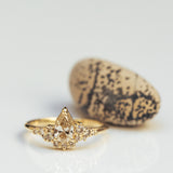 Large drop champagne cluster ring