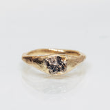 Raw Gold Signature Ring with Meteorite