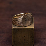 Large and raw textured fingerprint ring