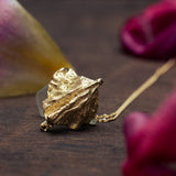 Natural wrinkled natural leaf necklace