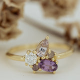 Pink shades sapphire & diamonds cluster