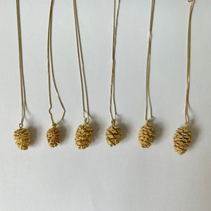 Gold plated natural pinecone necklace