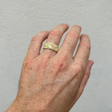 Wide Cracked Bark Texture Gold Ring