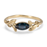 Spreading Leaves Branch Ring with Marquise Cut Sapphire