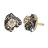 Meteorite Stud Earrings with Diamond Setting