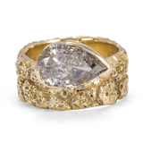 Untamed- Cracked Bark Texture with  Pear Cut Chamapgne Diamond