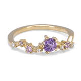Celectial Wavy Cluster with Purple Sapphir and White Diamonds