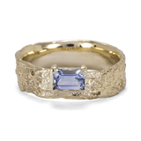 Untamed- Grainy Texture with Emerald Cut Sapphire