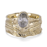 Untamed- Tree Trunk Texture with Oval Champagne Diamond