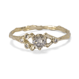 Asymmetrical Spreading Branch Ring with Classic Champagne Diamonds