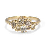Large Mixed Champagne Diamond Cluster Ring