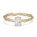 Oval White Diamond Branch Ring