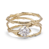Crossed Branch Solitaire Engagement Ring with White Diamond