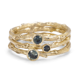 Trio Branch Rings with Blue Sapphires
