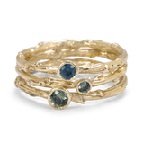 Trio Branch Rings with Blue Sapphires