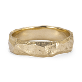 Wide Gold Ring with Cracked Earth Texture