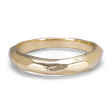 Tapered Gold Ring with Faceted Texture