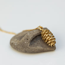 Load image into Gallery viewer, Organic 14K Pinecone fruit necklace
