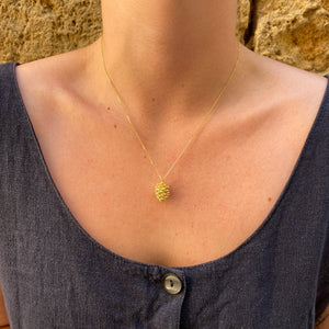 Organic 14K Pinecone fruit necklace