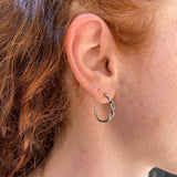 Silver twisted branch hoop earrings