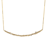 Gold Branch Necklace with 3 Diamonds