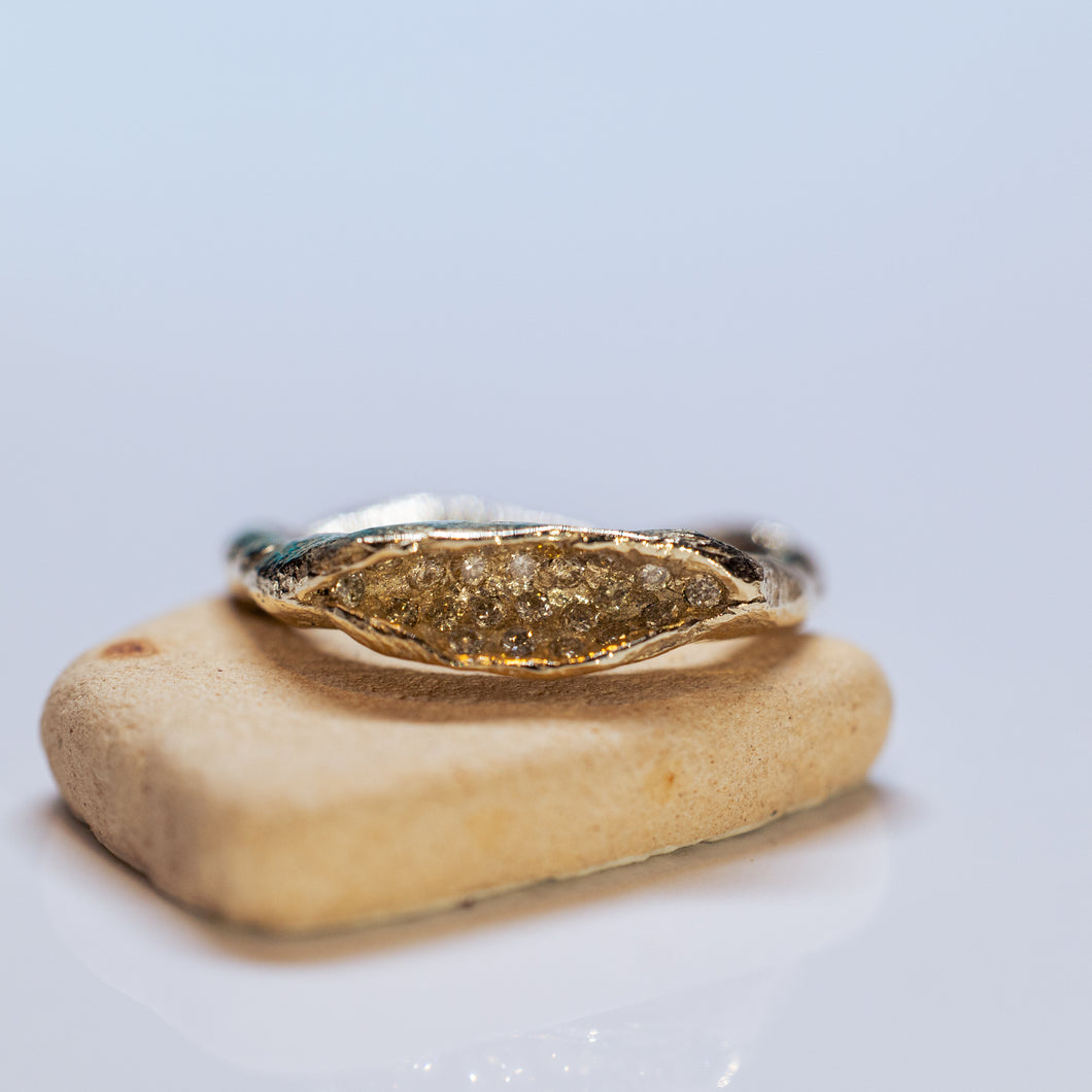 Yellow -champagne concave ring