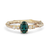 Symmetrical Branch Ring with Sapphire and Diamonds