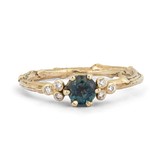 Symmetrical Branch Ring with Parti Sapphire and Diamonds