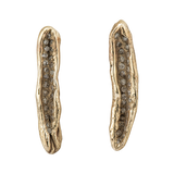 Small Concave Textured Gold Earrings with Diamonds