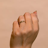 Tapered Cracked Earth Ring With Champagne Diamond