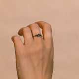 Tri-Stone Branch Ring with Sapphire and Meteorites