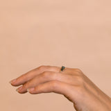 Tri-Stone Branch Ring with Sapphire and Meteorites