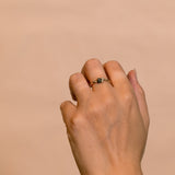 Delicate Ring with Meteorite and Bubble Motif