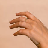 Asymmetrical Spreading Branch Ring with Classic Chanpagn Diamonds