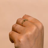 Asymmetrical Spreading Branch Ring with Classic Chanpagn Diamonds