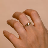 Asymmetrical Spreading Branch Ring with Classic Chanpagn Diamonds