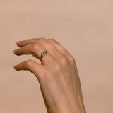 Scorched Earth Textured Gold Ring with Champagne Diamond