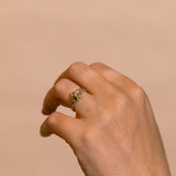 Scorched Earth Textured Gold Ring with Champagne Diamond