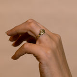 Scorched Earth Textured Gold Ring with Champagne Diamond