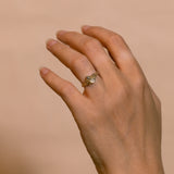 Scorched Earth Textured Gold Ring with Champagne Diamond