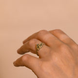 Scorched Earth Textured Gold Ring with Champagne Diamond