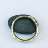 Narrow Grooved Texture Gold Ring