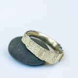 Narrow Grooved Texture Gold Ring