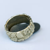 Wide Cracked Bark Texture Gold Ring
