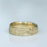 Gold Ring with Moon Surface Texture