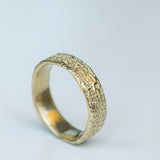 Gold Ring with Moon Surface Texture