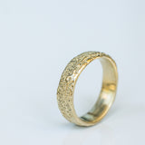 Gold Ring with Moon Surface Texture